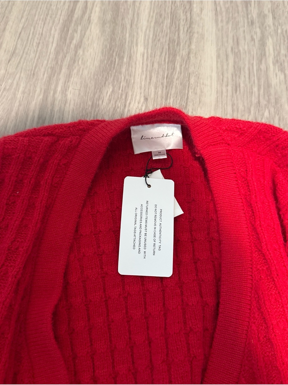 Line & Dot Red Ribbed Button-Front Cardigan with Gold Buttons - Picture 2 of 5
